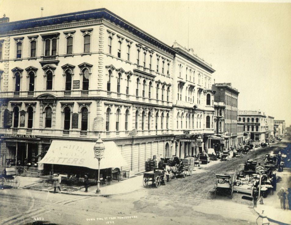 #48 Pine Street, corner of Montgomery, 1870