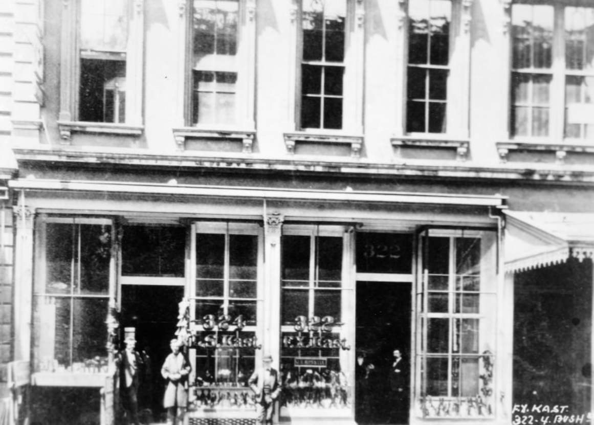 #68 F.X. Kast shoe store, 322 Bush Street between Montgomery and Kearny, 1875