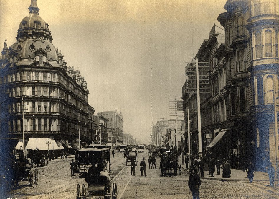 #111 Instantaneous view of Market Street, circa 1888