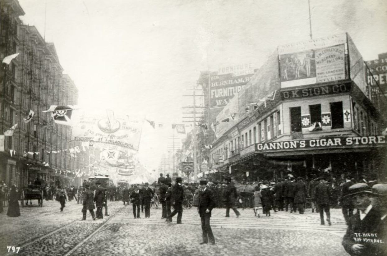 #26 Crowd of people at Market and Montgomery streets, 1883
