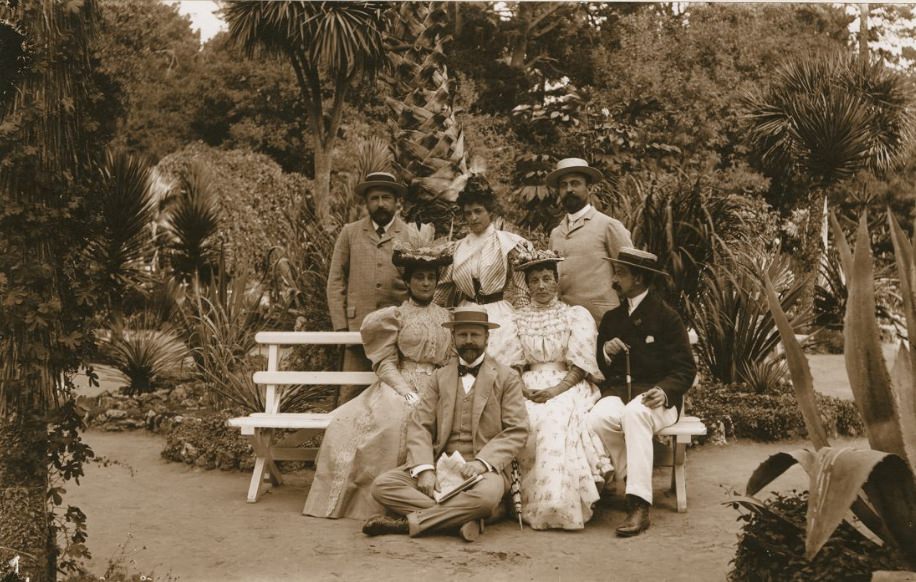 #72 Unidentified group of people on a bench in Golden Gate Park, 1880s