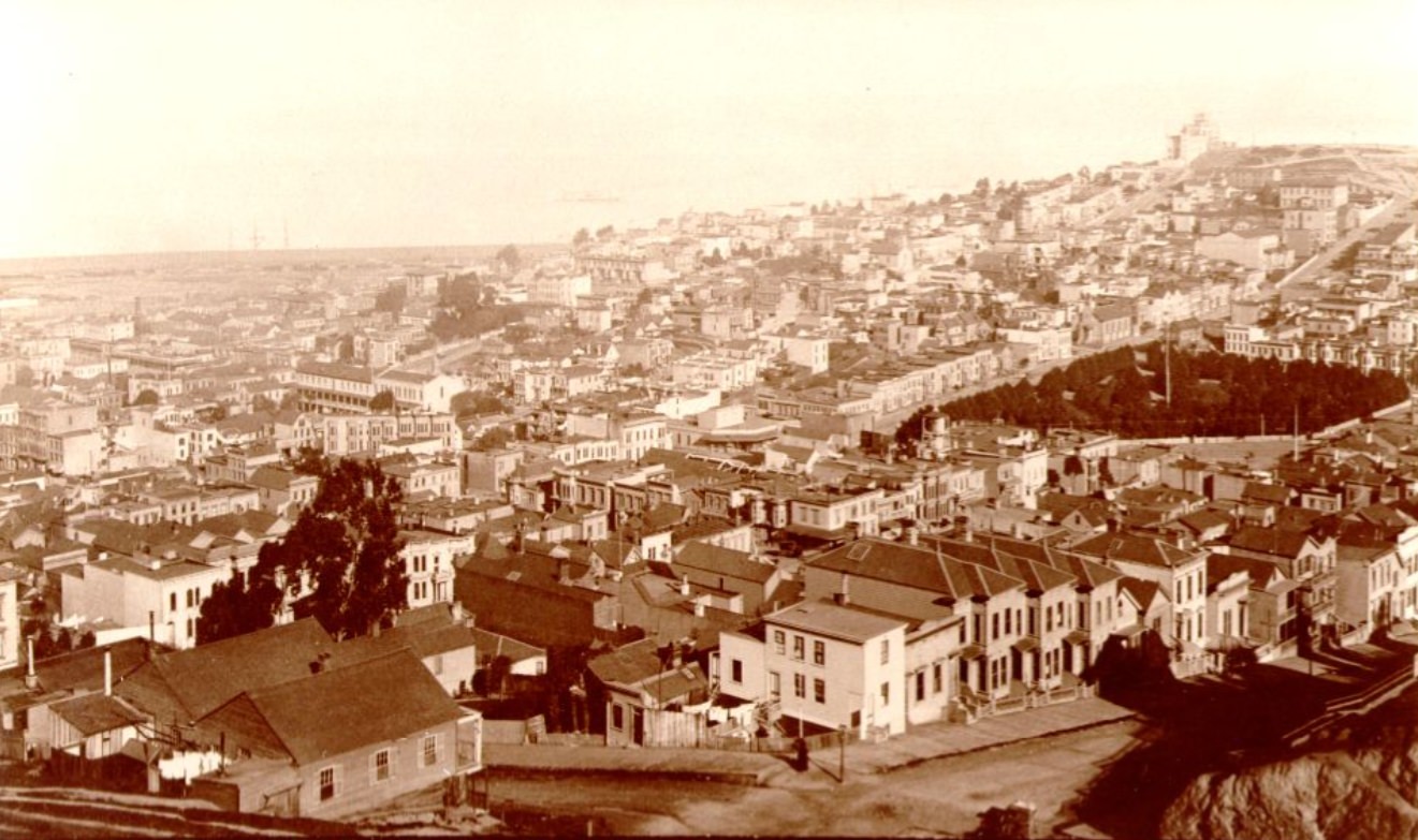#77 Telegraph Hill, North Beach, and the Bay of San Francisco from Russian Hill, 1880s