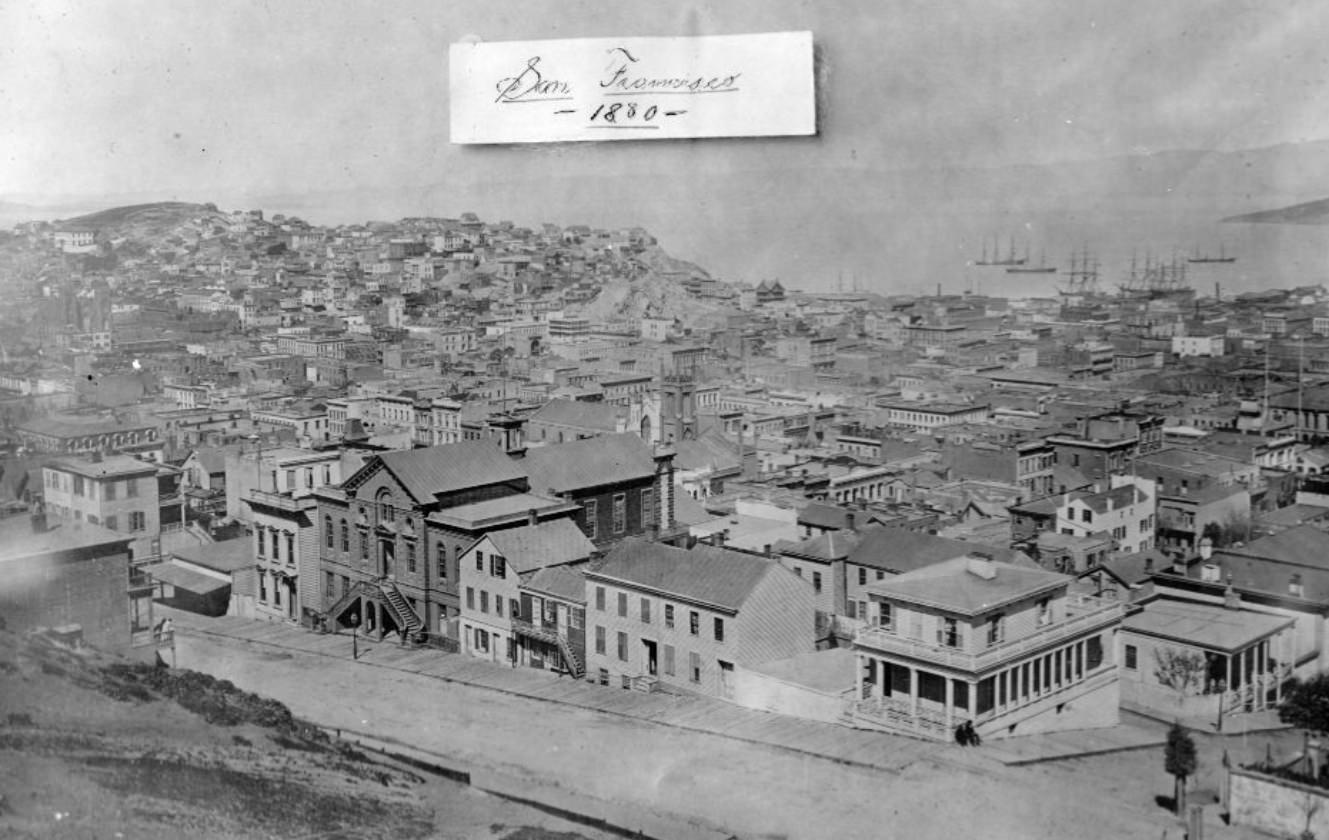 #87 Powell Street between Bush and Sutter, 1880