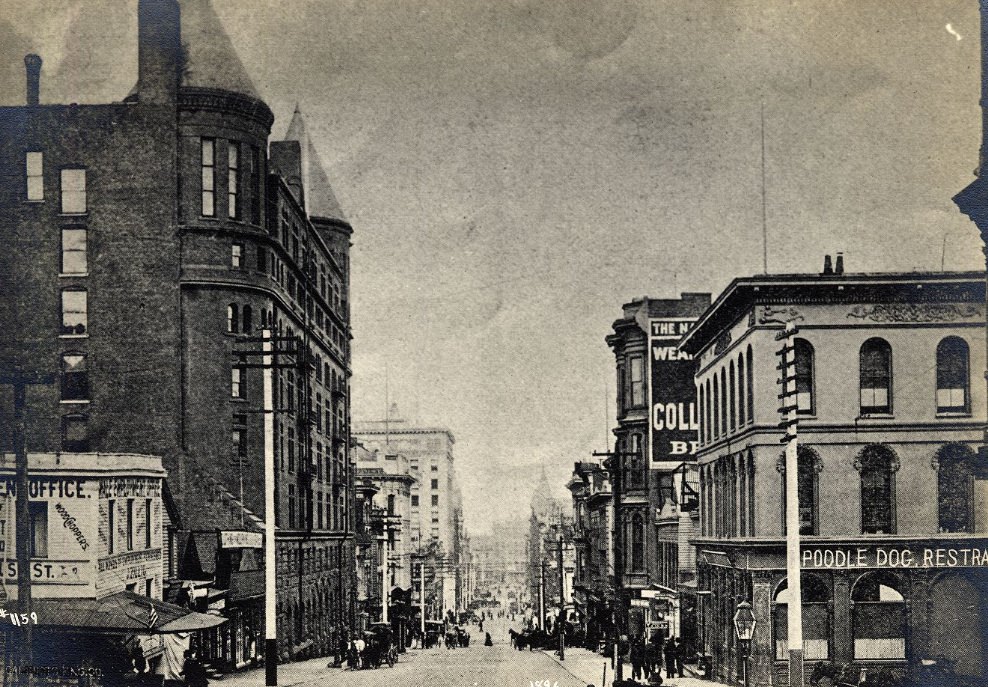 #21 Bush Street from Grant Avenue, 1896
