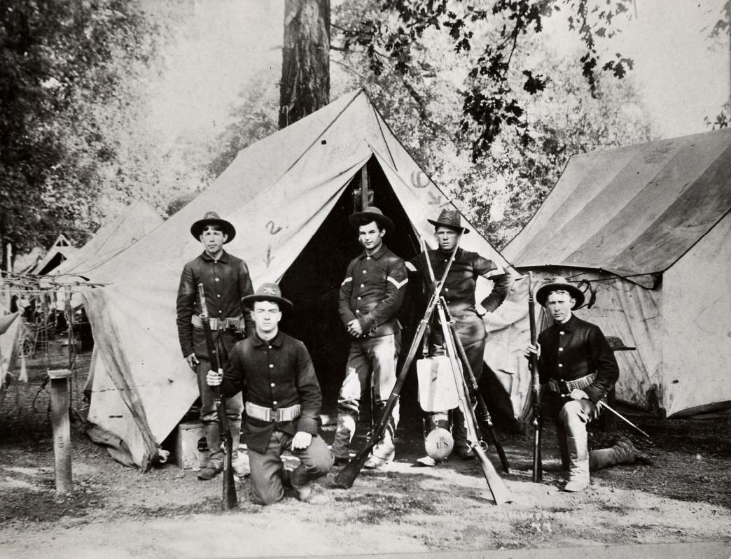 #44 Five soldiers at the Presidio Army Base in San Francisco, 1897