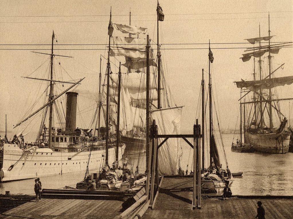 #106 Boats docked at San Francisco Waterfront, circa 1904