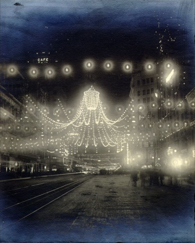 #112 Night illumination on Market Street, 1904