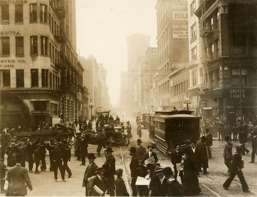 #1 Traffic on Kearny Street, circa 1909