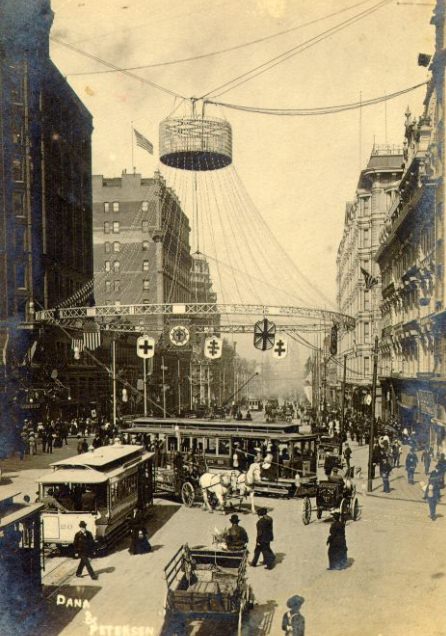 #4 Knights Templar decorations at Market, Kearny, Geary, and Third streets, September 1904