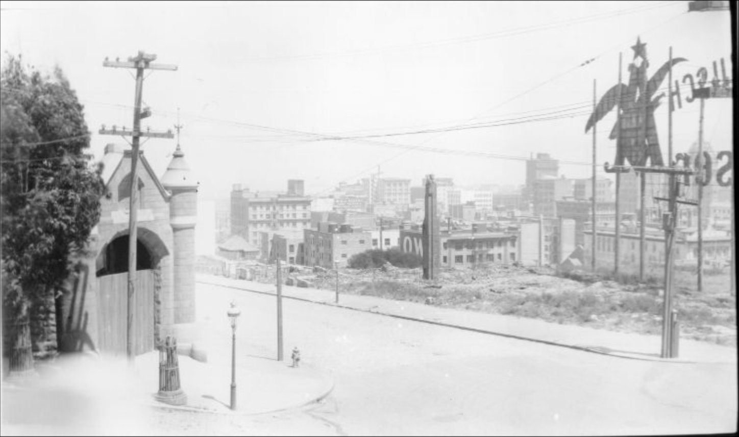 #87 Pine Street at Mason, looking southeast, 1909