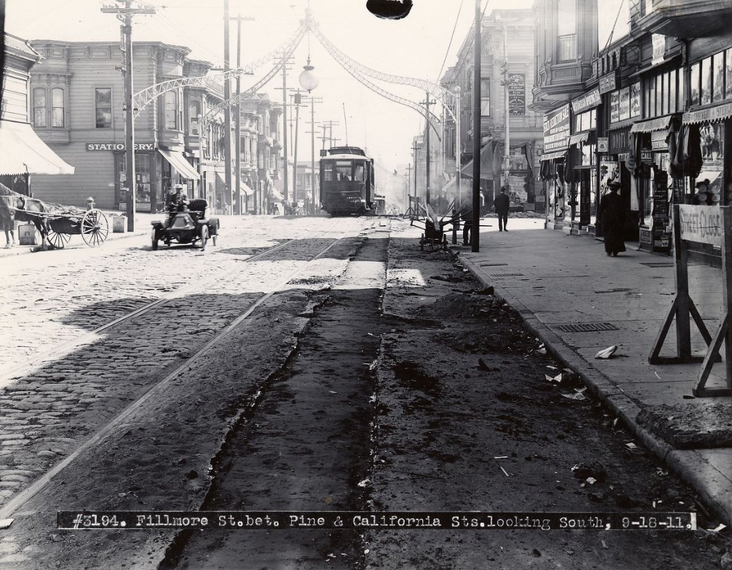 #20 Fillmore Street between Pine and California, looking south, September 1911.