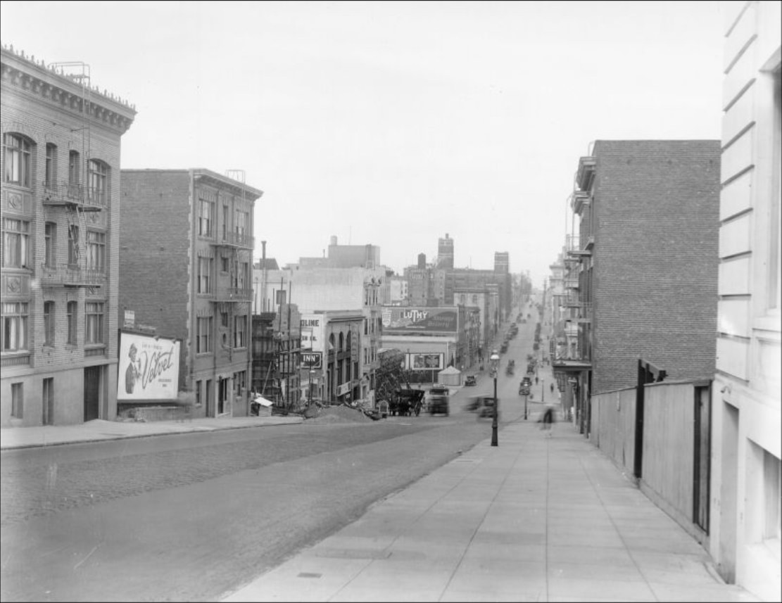 #23 Bush Street looking west from Polk, 1919.