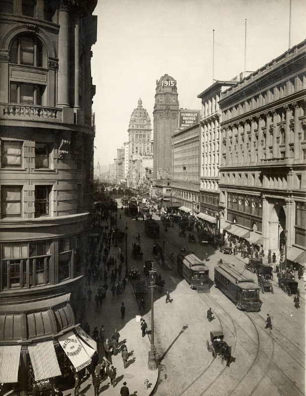 #29 Corner of Market near Powell Street, 1916.