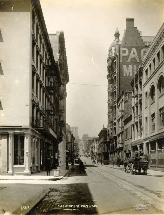 #32 Sacramento Street, looking west, July 3, 1905.