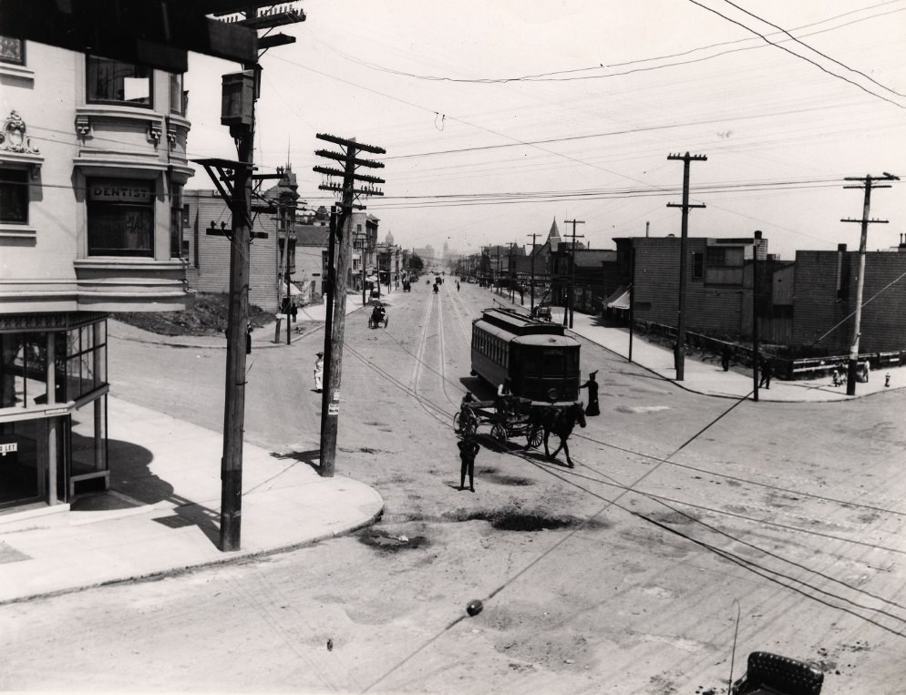 #47 Market between 17th and Castro Streets, 1910.