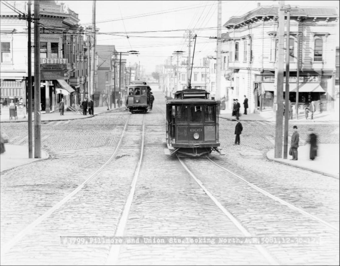 #83 Fillmore and Union streets, looking north, December 30, 1912.