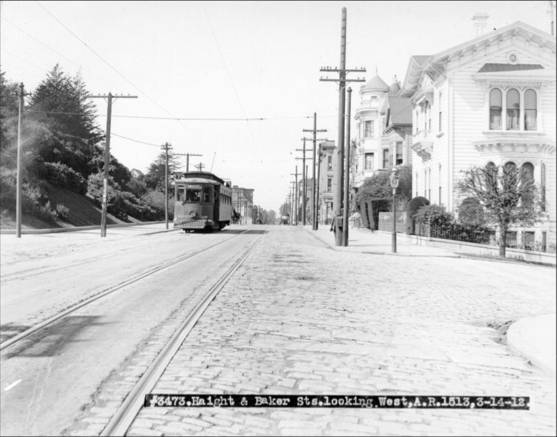 #92 Haight and Baker streets, looking west,1912.