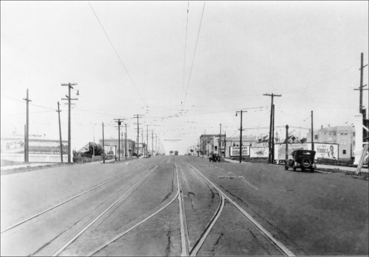 #141 Advertising billboards along Geary Street at 33rd Avenue, 1927