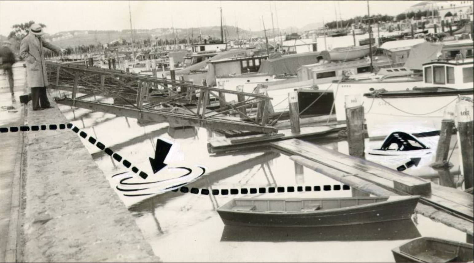 #146 Marina district incident location of J. Derrig’s car in the bay, 1929