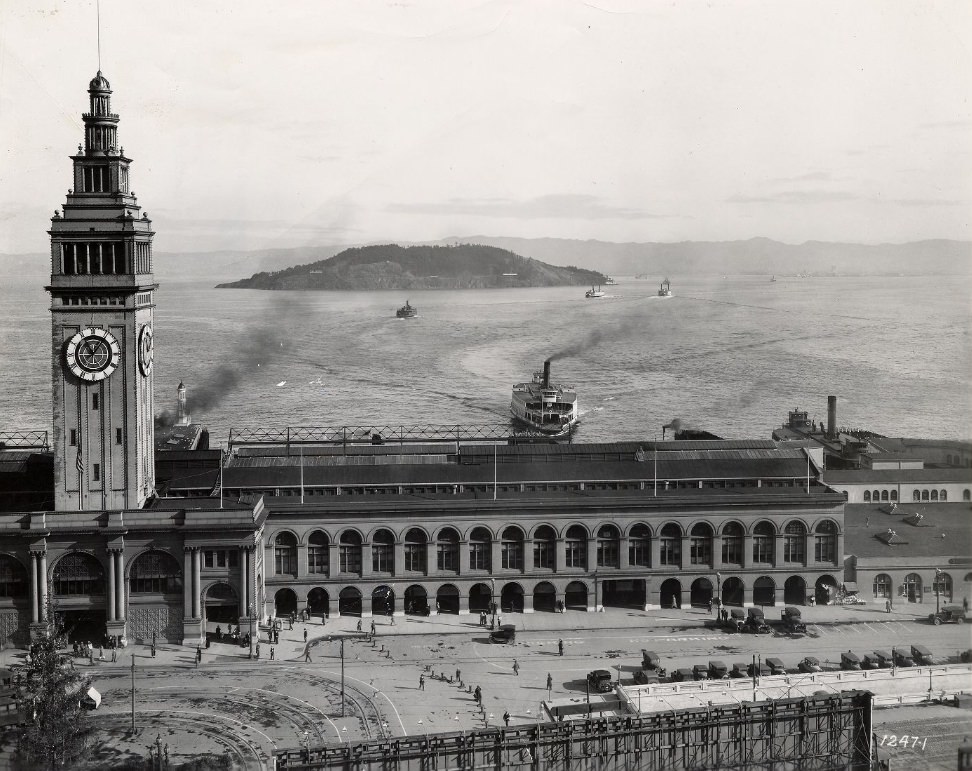 #186 Ferry Building with Yerba Buena Island, circa 1926