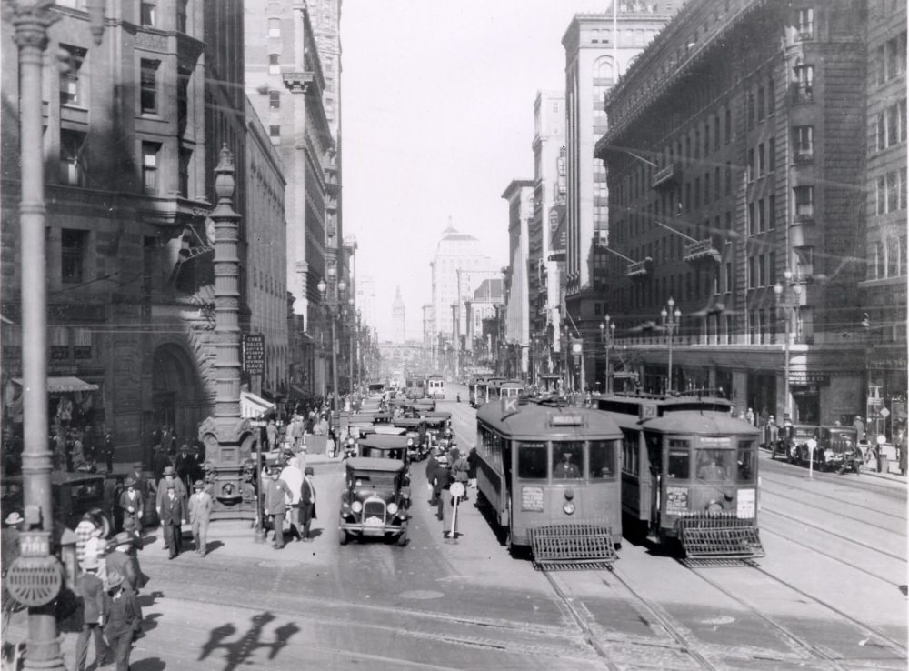 #57 Lotta’s Fountain at Market and Geary Streets, 1927
