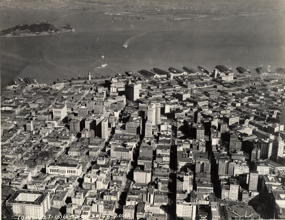 #68 Aerial view of downtown San Francisco and waterfront, circa 1926