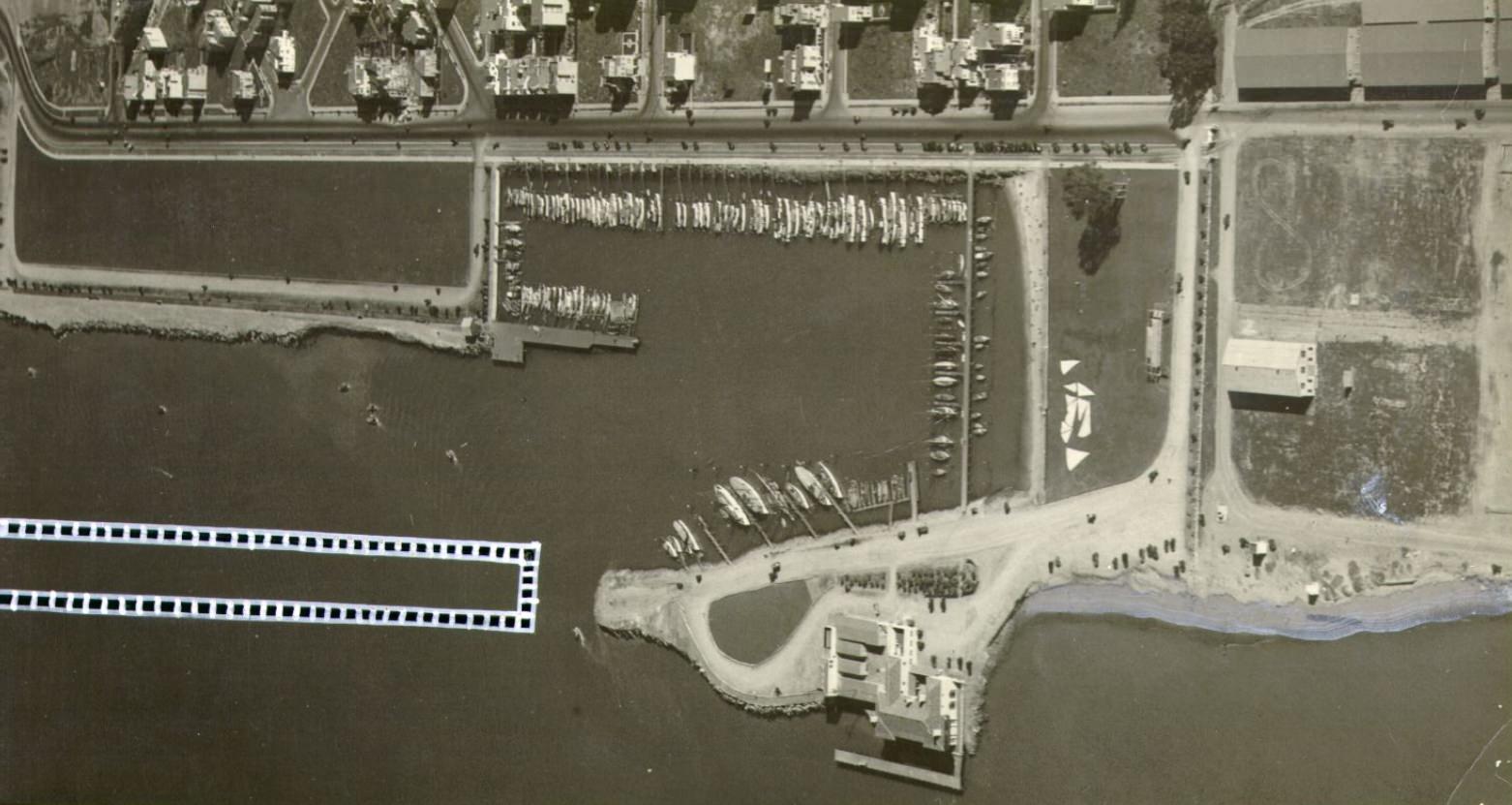 #81 Aerial view of Marina Yacht Harbor, 1929