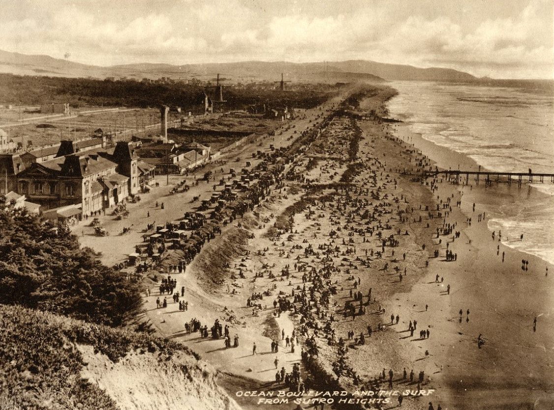 #170 Ocean Boulevard and surf from Sutro Heights in the 1920s
