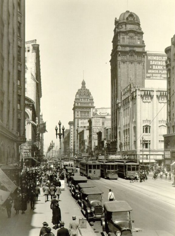 #183 Market Street looking east from Stockton, 1920s
