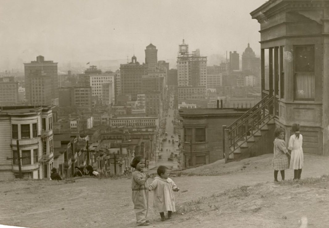 #215 Four children on Telegraph Hill, circa 1920