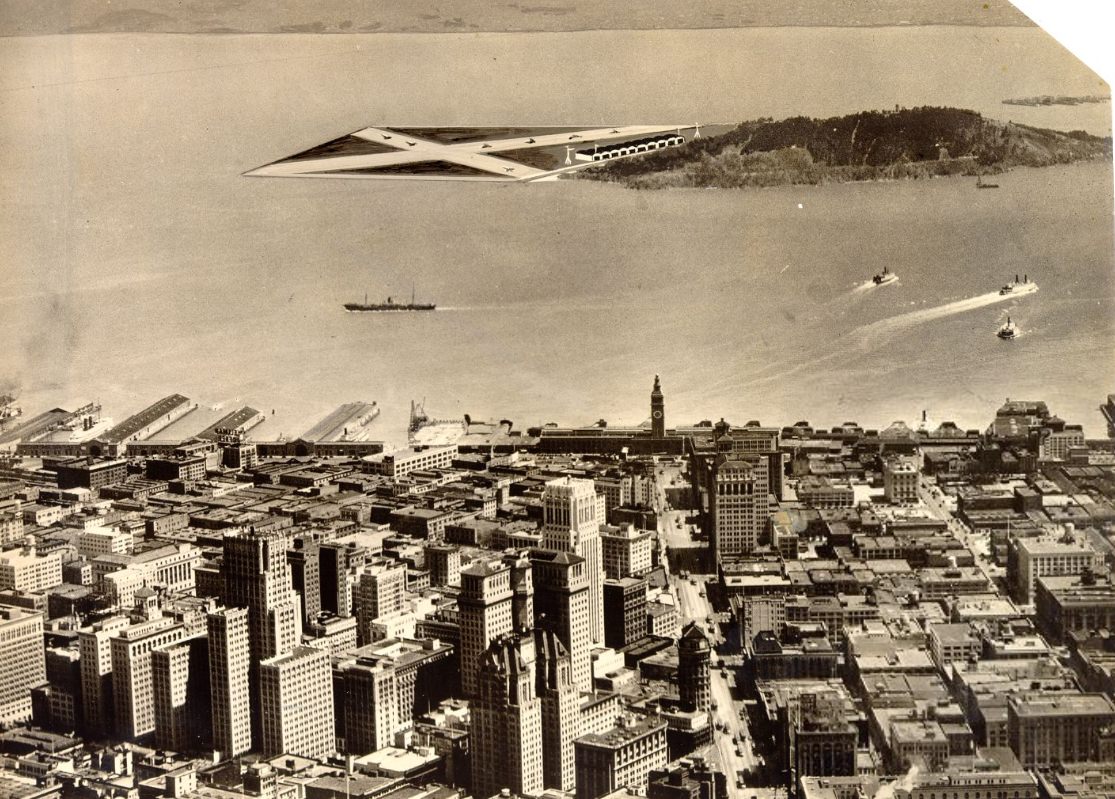 #123 Artist’s rendering of proposed air terminal on Yerba Buena Island, 1933