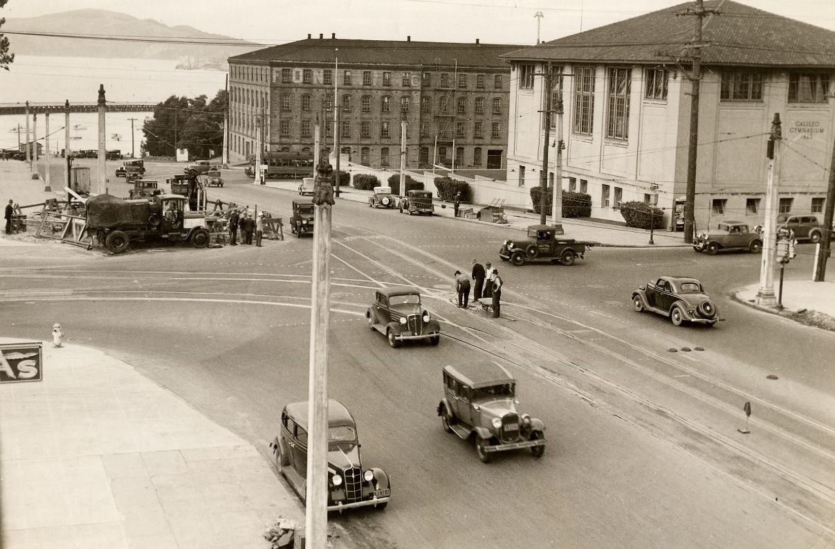 #153 Van Ness Avenue and Bay Street dip, 1936