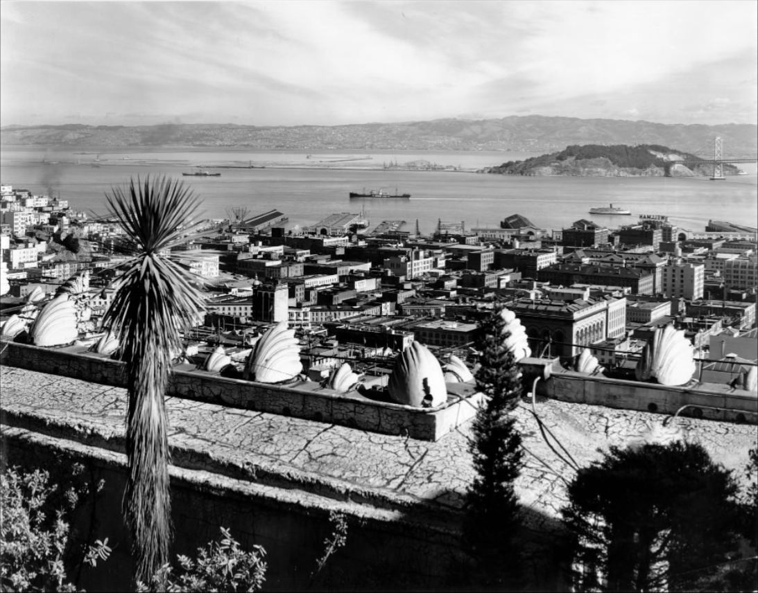 #31 View of the waterfront and the bay with Yerba Buena Island in the distance, 1937