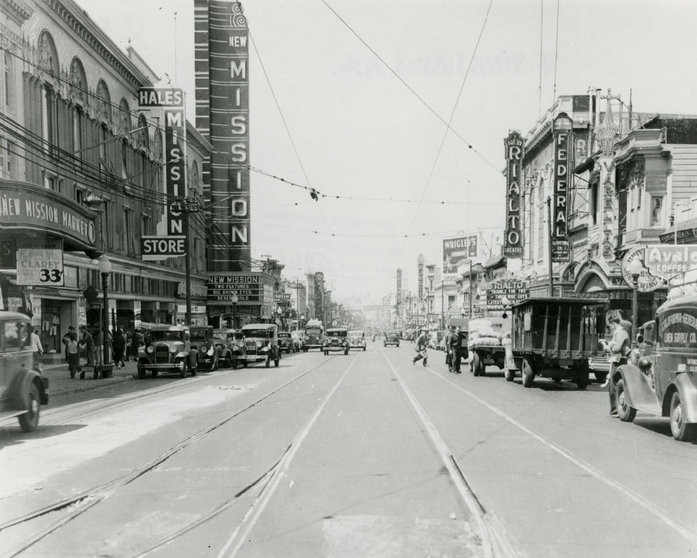 #35 Mission Street, looking north from 22nd Street, 1936