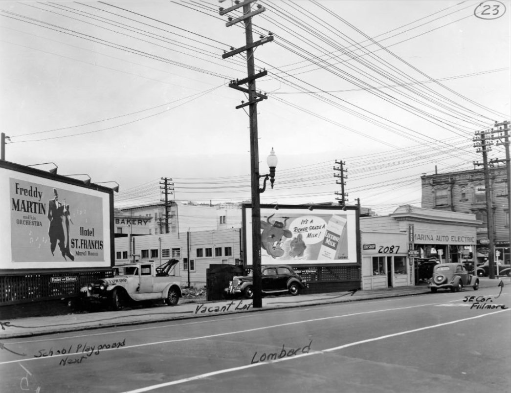 #82 2000 block of Lombard Street between Fillmore and Webster, 1939