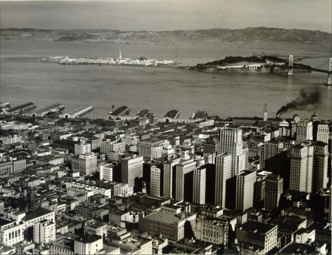 #107 View of skyline showing Treasure Island, 1939