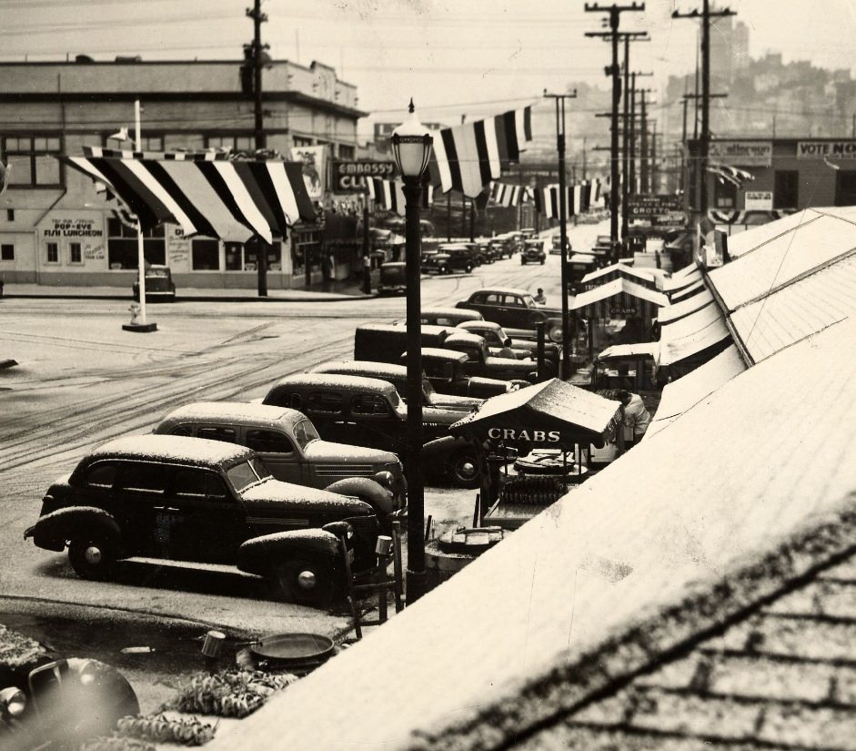 #115 Fisherman’s Wharf after a snowfall, 1939