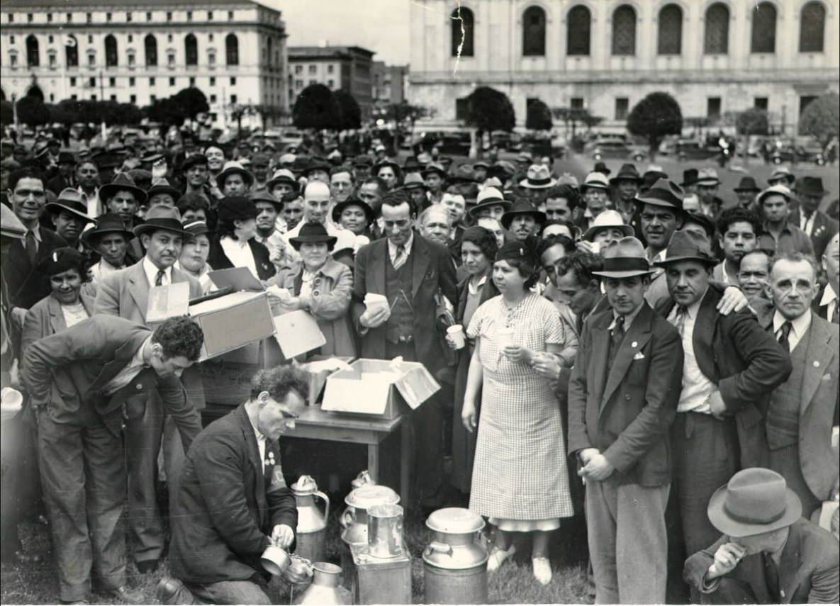 #141 Free lunch served at Civic Center for cannery workers, 1938