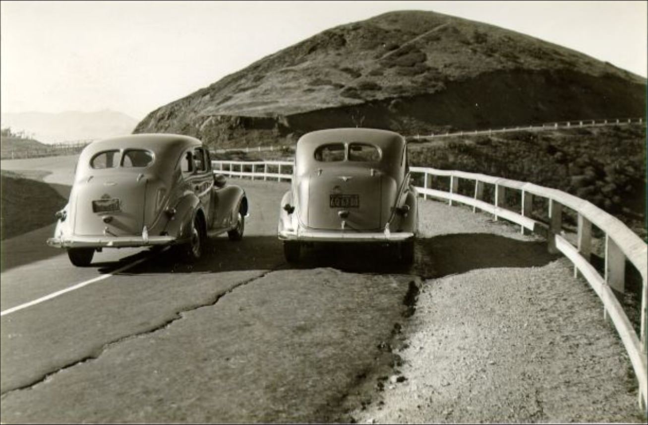 #146 Two cars on a Twin Peaks road, 1939