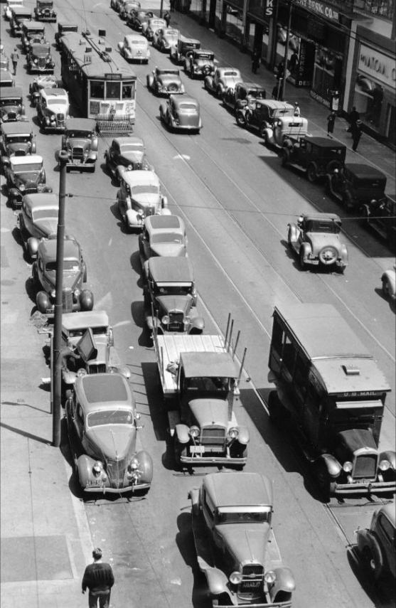 #159 Traffic on Mission Street at 4th, 1937