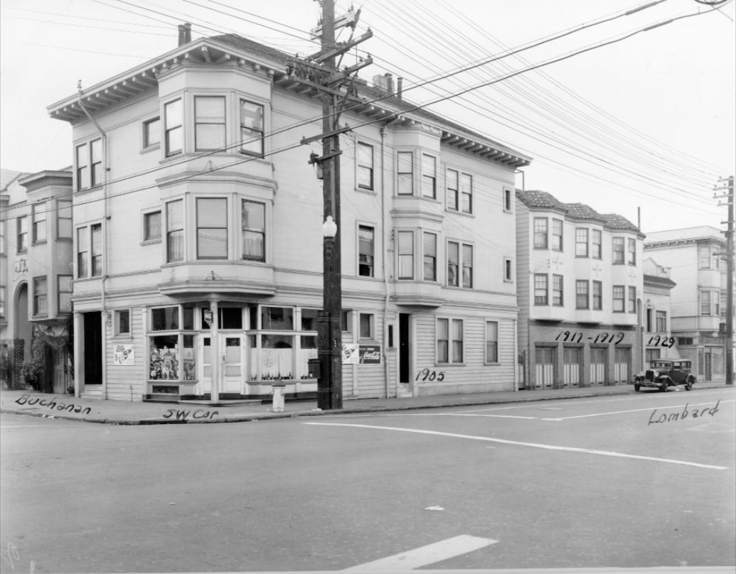 #163 Southwest corner of Lombard and Buchanan streets, 1939