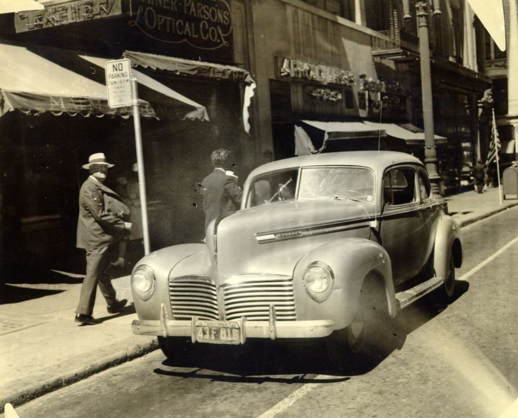 #146 Closeup of car parked on Kearny Street, 1942