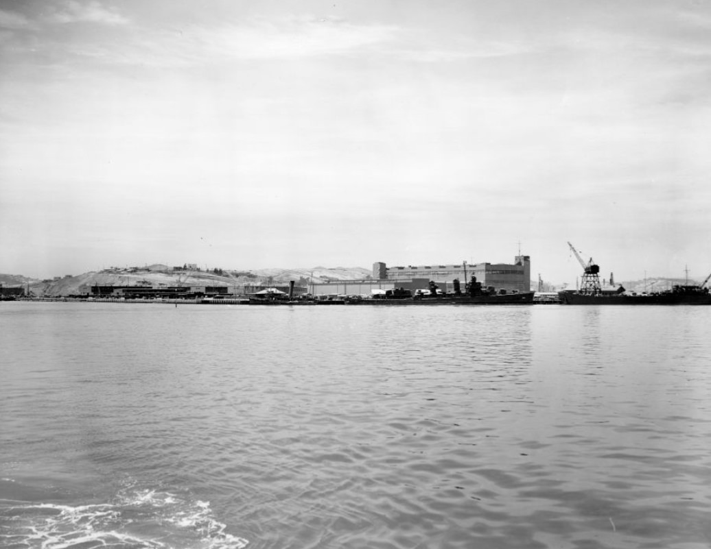 #162 Looking northwest at berths 1 to 4, Naval Drydocks, Hunters Point, 1943