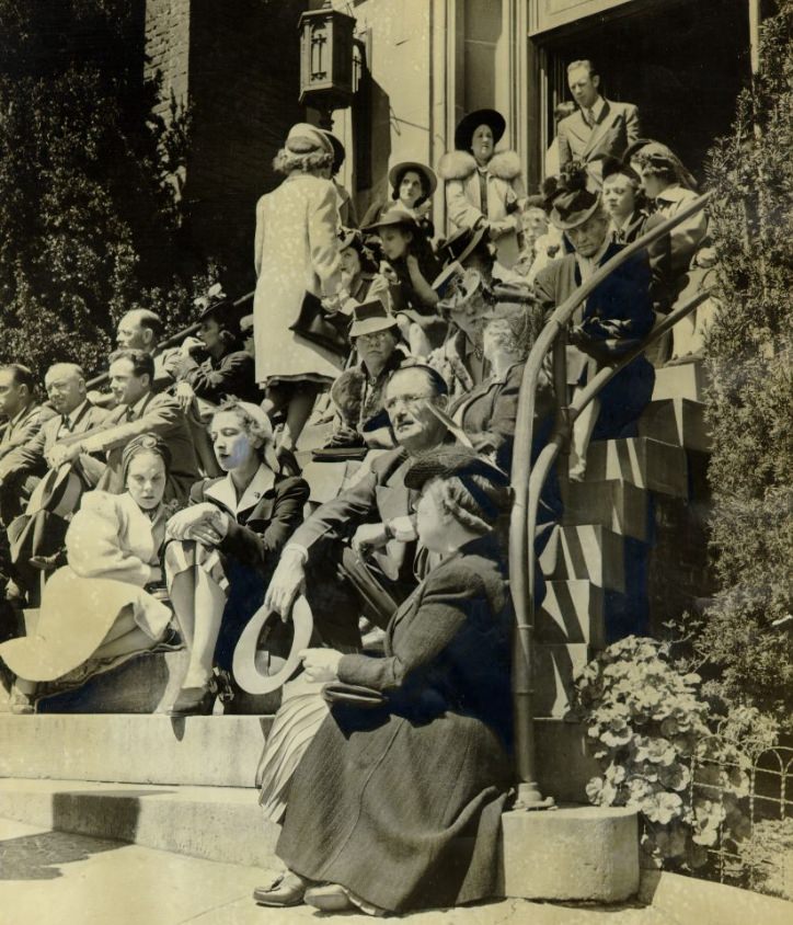 #167 Crowd outside St. Mary’s Church for Good Friday services, 1941