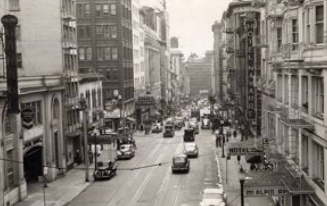 #196 Stockton Street looking towards Market Street from the tunnel, 1945