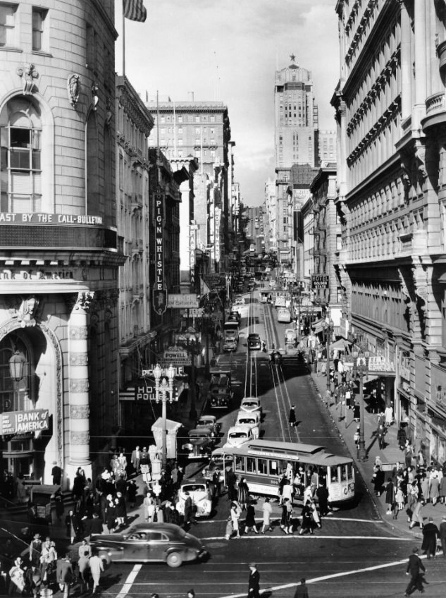 #203 Powell Street at Market, 1940s