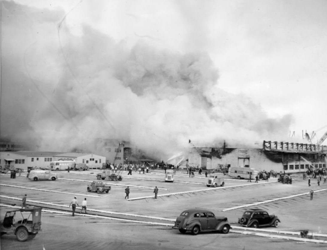 #226 Fire at Hunters Point Naval Drydock, 1946