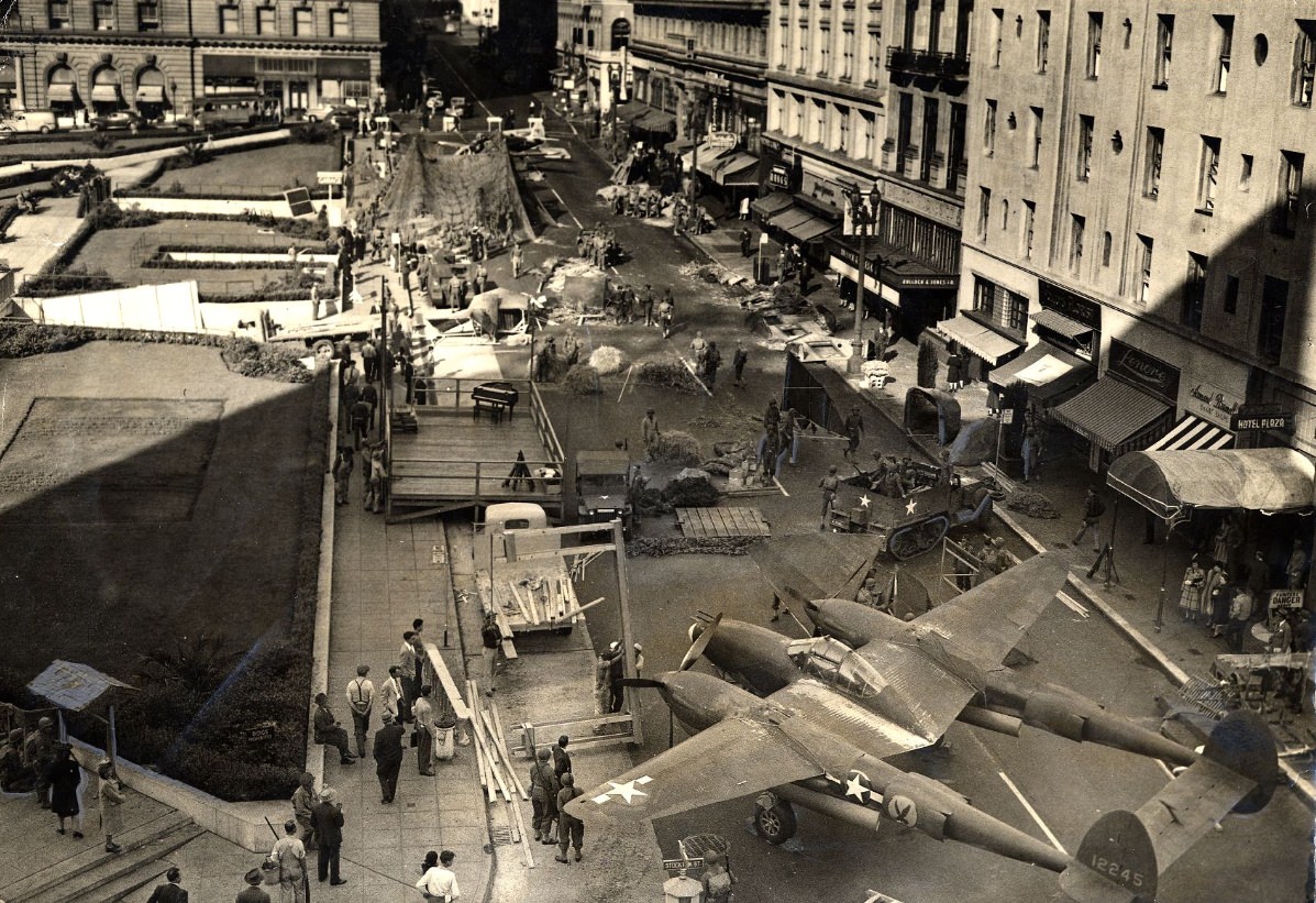 #37 Preparations for a war bond drive on Post Street, 1943