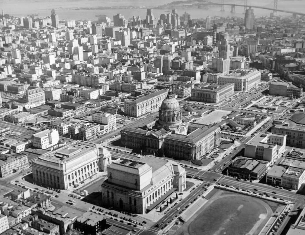 #39 Aerial view of the Civic Center, 1945