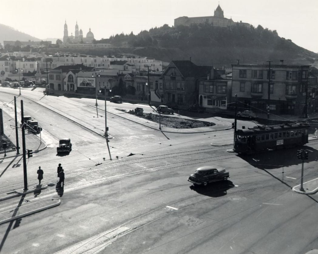#76 View of Geary at Masonic Street facing southwest, 1948
